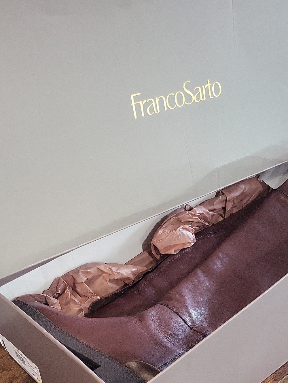 Franco Sarto Wine Leather Over the Knee Boots Low Heel Like New Box Size 8.5